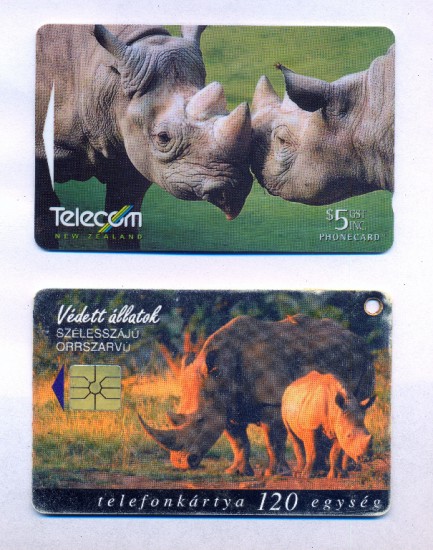 Rhinoceros phone cards (New Zealand & Hungary)