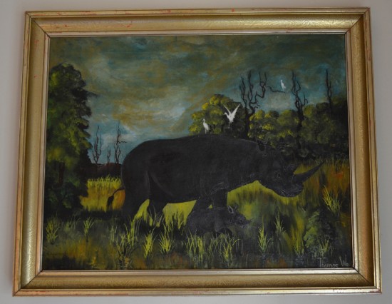 Black rhino and its calf