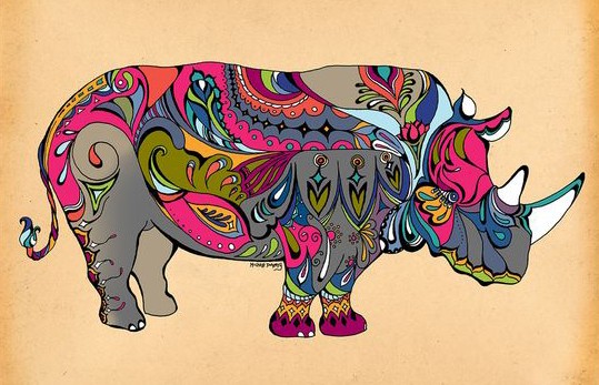 A multicolored rhinoceros