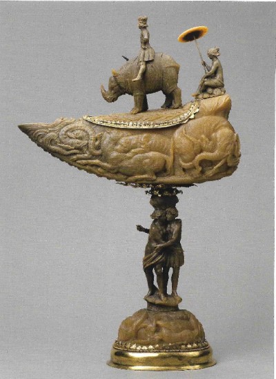 Rhino horn cup with rider