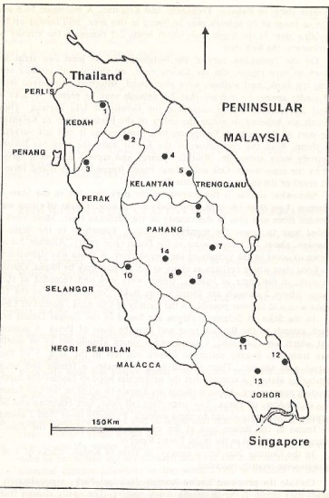 Map of Dicerorhinus sumatrensis in Malaysia