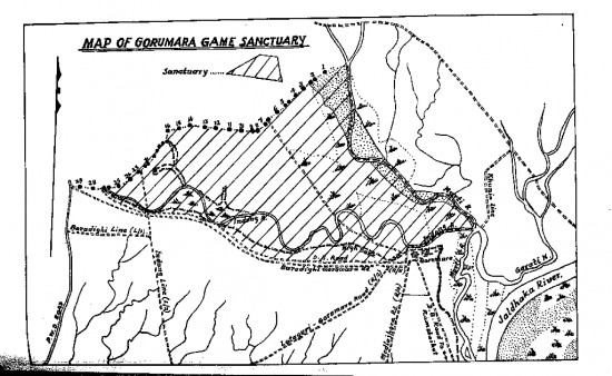 Map of Gorumara Rserve 1958