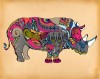 An original multi-colored rhinoceros